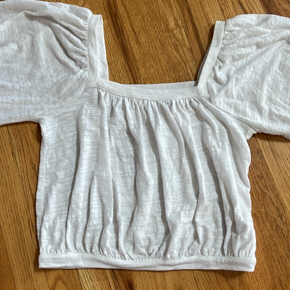 Free People Puffy Sleeve Crop Shirt, Size Small - Picture 2 of 6